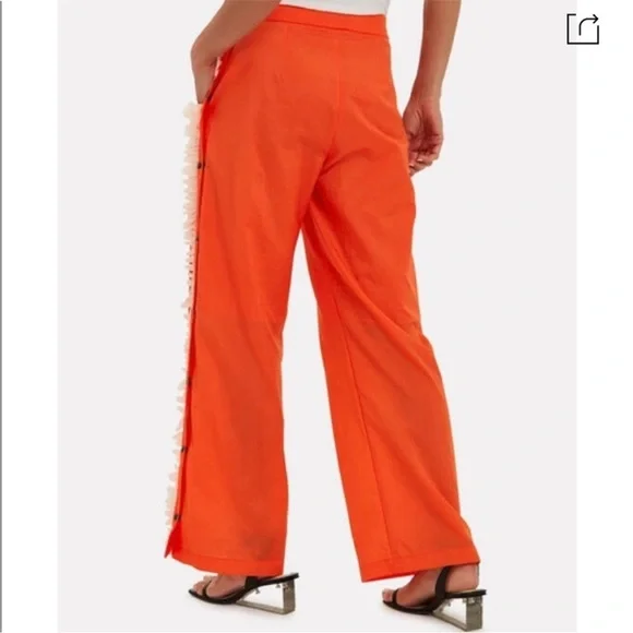 BRØGGER Orla Ruffled Trousers In Orange Size Small Brogger